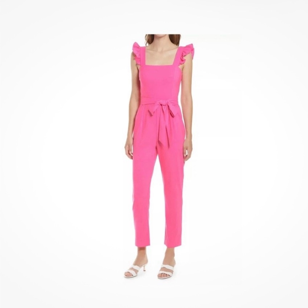Lilly Pulitzer Women's Eppley Vibrant Pink Belted Jumpsuit Size 8